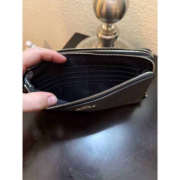 Coach Double Zip Wallet In Metallic Caviar Leather - Picture 5 of 7